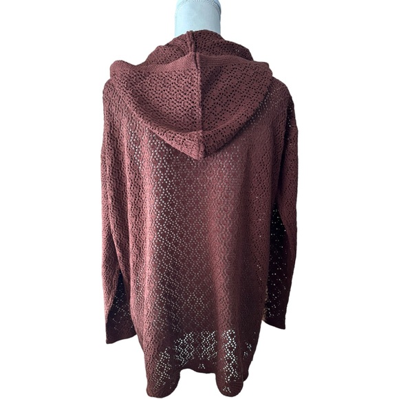 Keren Hart Rust Brown Open Cardigan with hood - Picture 3 of 9